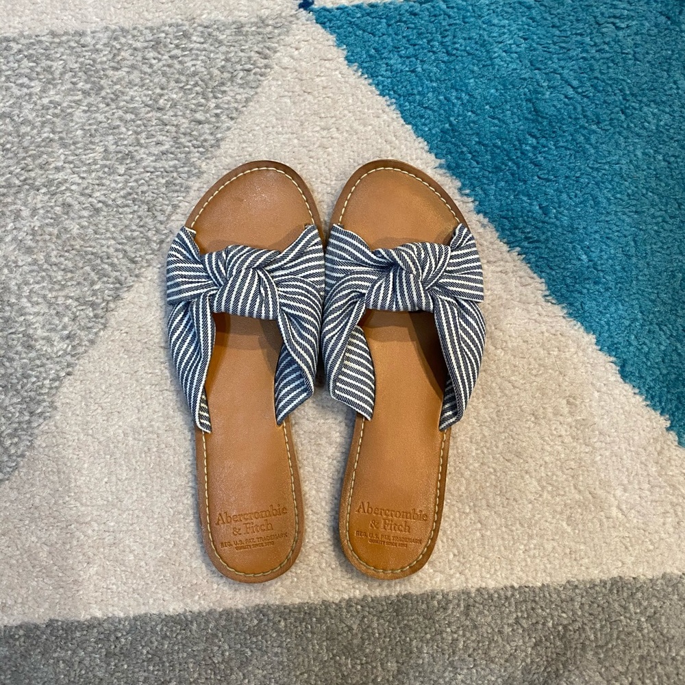 Abercrombie & Fitch striped slide sandals.